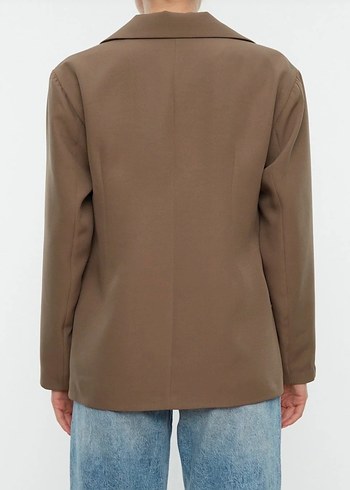 Bej Kadın Düğmeli Blazer Ceket - Görsel 2