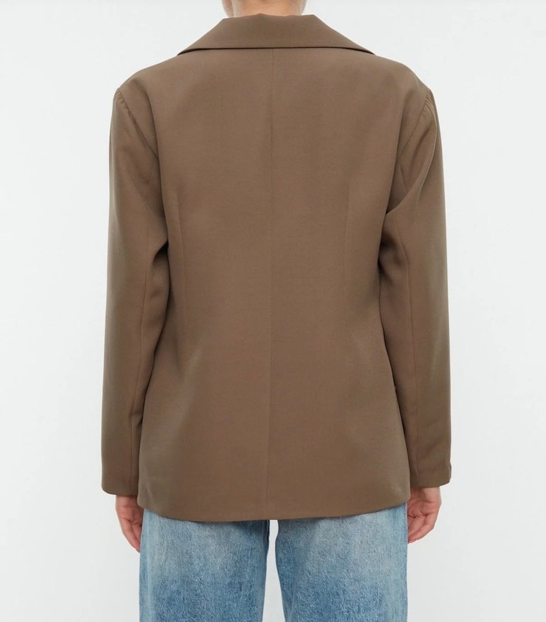 Bej Kadın Düğmeli Blazer Ceket - Görsel 2