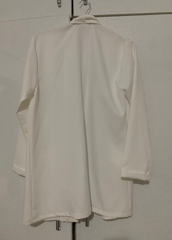 Beyaz Kadın Midi Boy Ceket - Görsel 2