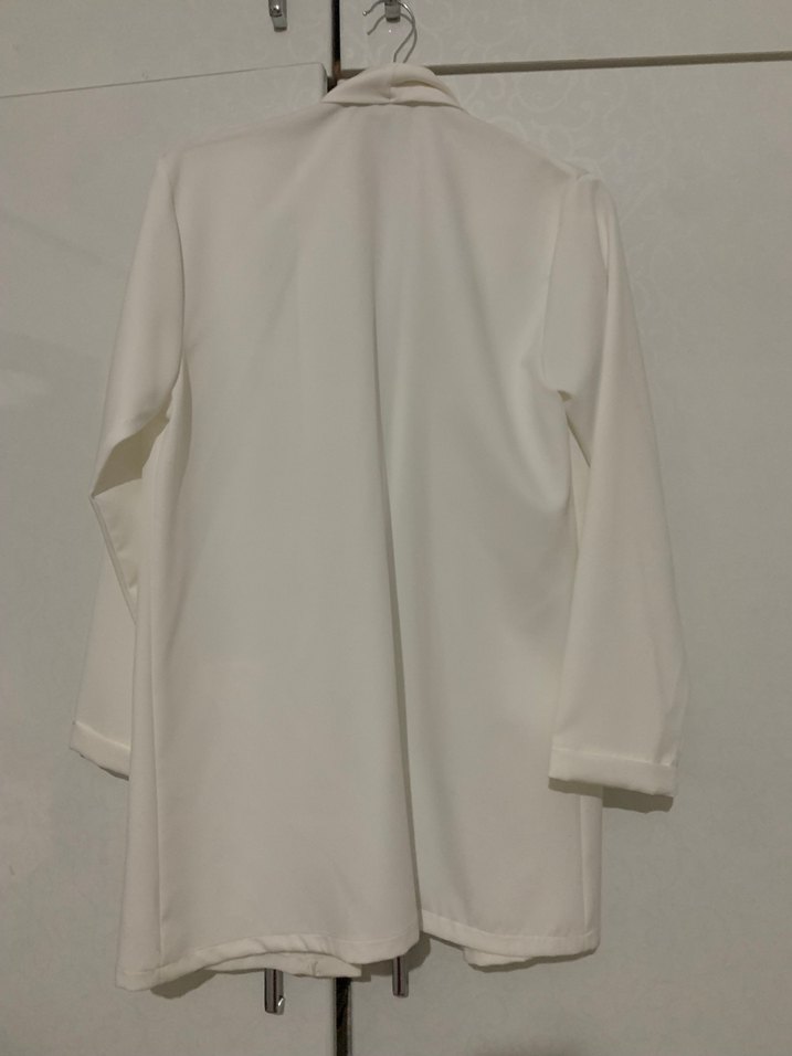 Beyaz Kadın Midi Boy Ceket - Görsel 2
