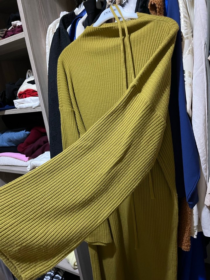 Kadın Sarı Uzun Kollu Boğazlı Triko elbise - Görsel 3