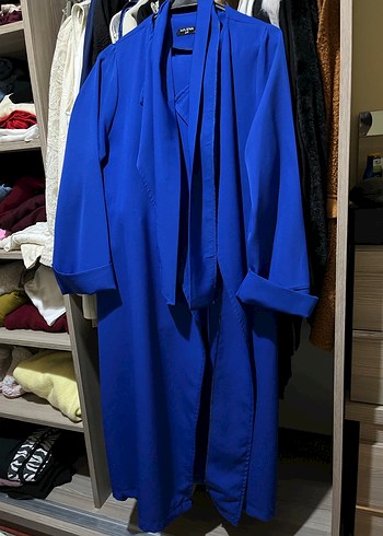 Mavi Uzun Salaş Kadın Kaban - Görsel 2