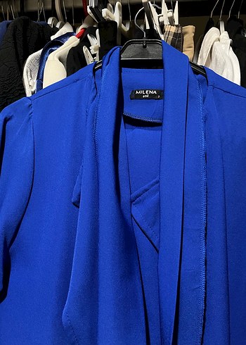 Mavi Uzun Salaş Kadın Kaban - Görsel 3