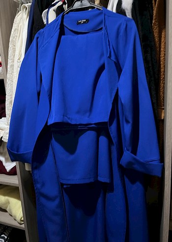 Mavi Uzun Salaş Kadın Kaban - Görsel 5