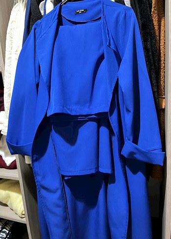 Mavi Uzun Salaş Kadın Kaban - Görsel 6