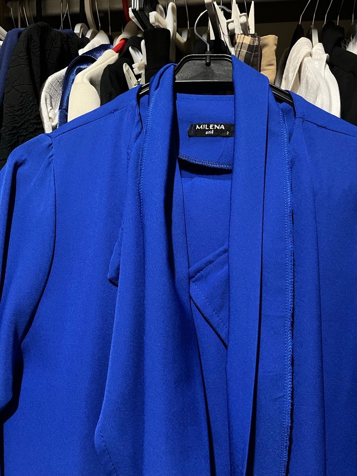 Mavi Uzun Salaş Kadın Kaban - Görsel 3