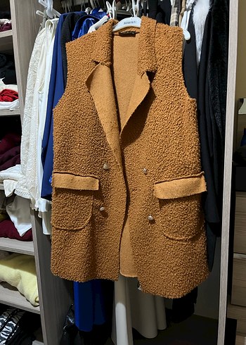 Düğmeli Kahverengi Kadın Yelek - Görsel 3