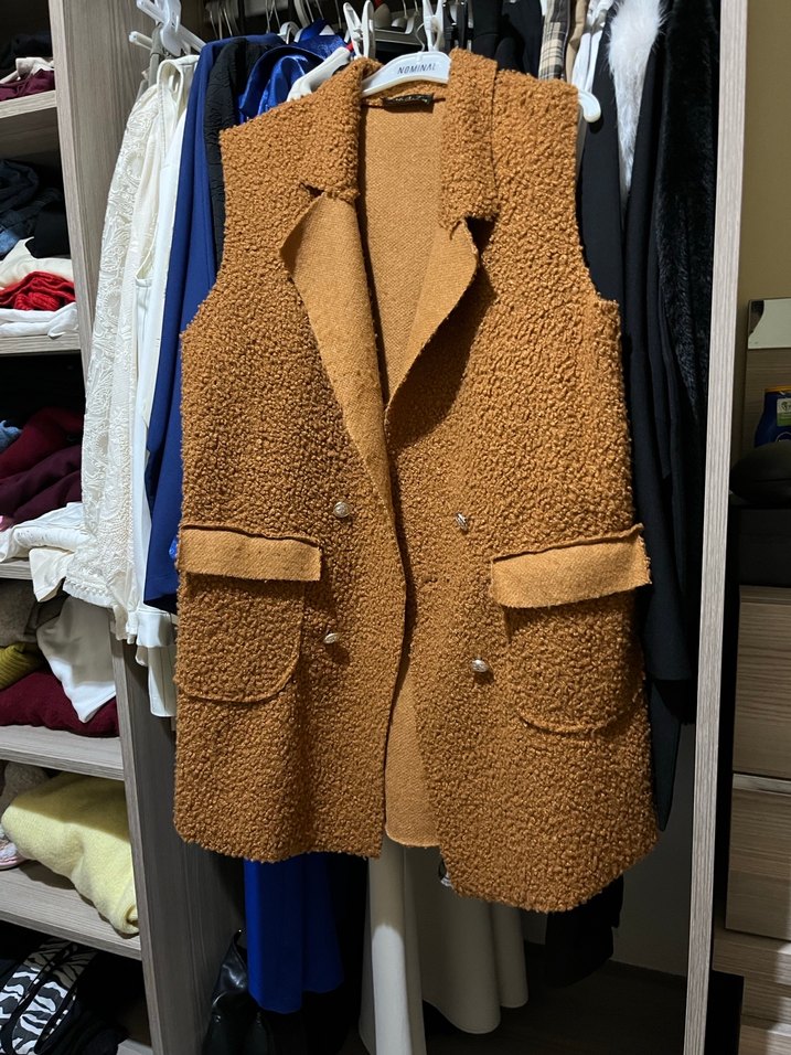 Düğmeli Kahverengi Kadın Yelek - Görsel 3