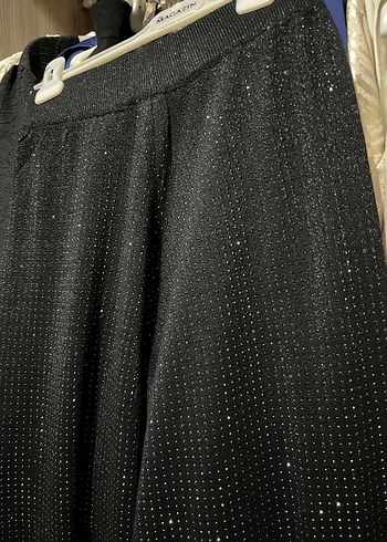 Siyah Parlak Kadın Uzun Kumaş Pantolon - Görsel 5