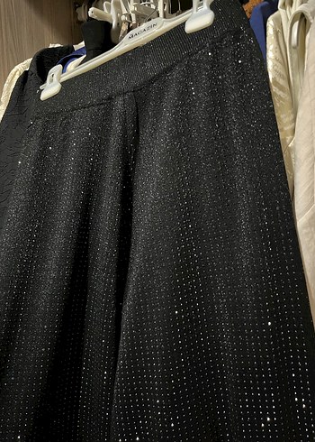 Siyah Parlak Kadın Uzun Kumaş Pantolon - Görsel 7