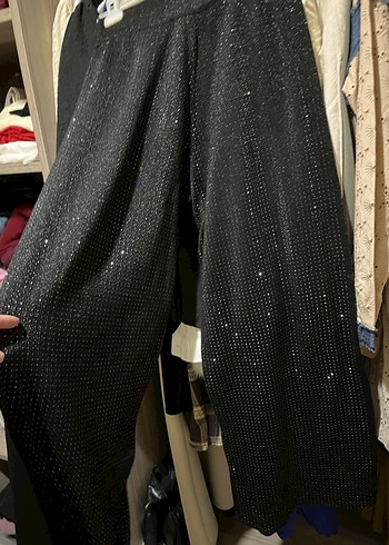 Siyah Parlak Kadın Uzun Kumaş Pantolon - Görsel 6