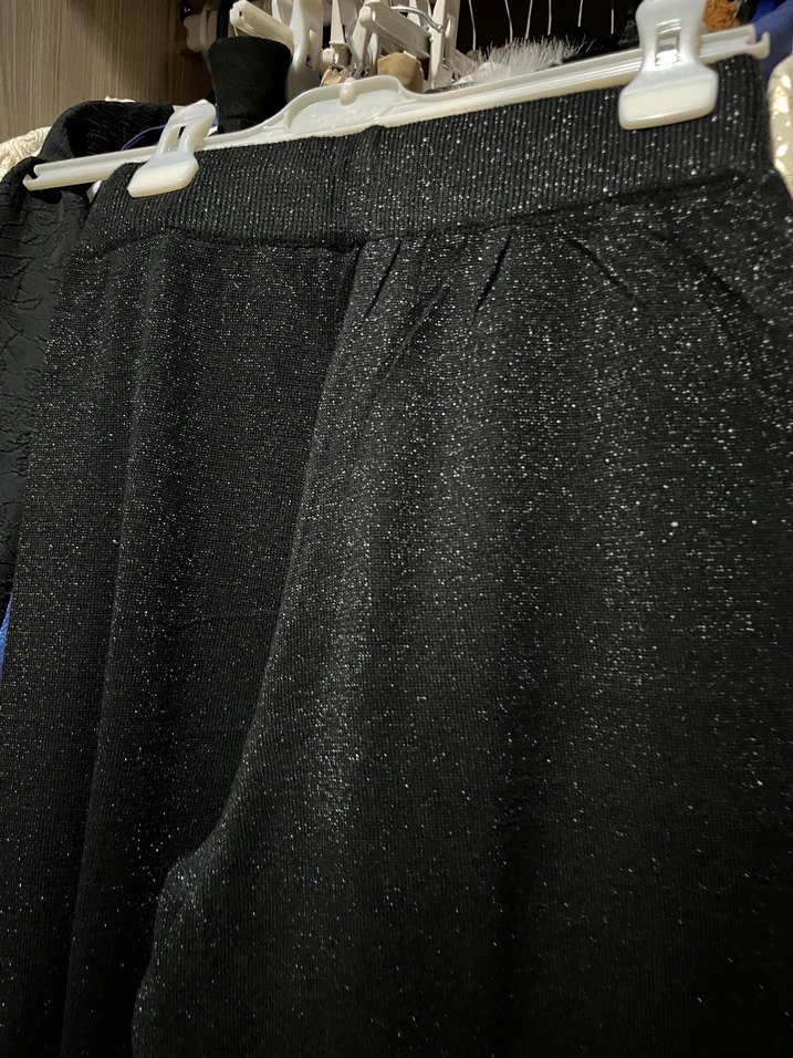 Siyah Parlak Kadın Uzun Kumaş Pantolon - Görsel 2