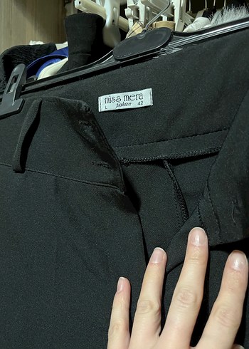 Siyah Midi Kumaş Kadın Pantolon - Görsel 2