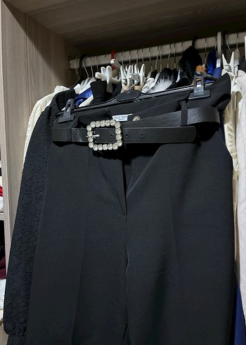 Siyah Midi Kumaş Kadın Pantolon - Görsel 4