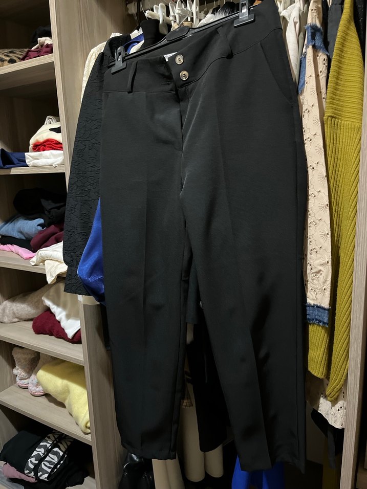 Siyah Midi Kumaş Kadın Pantolon - Görsel 3