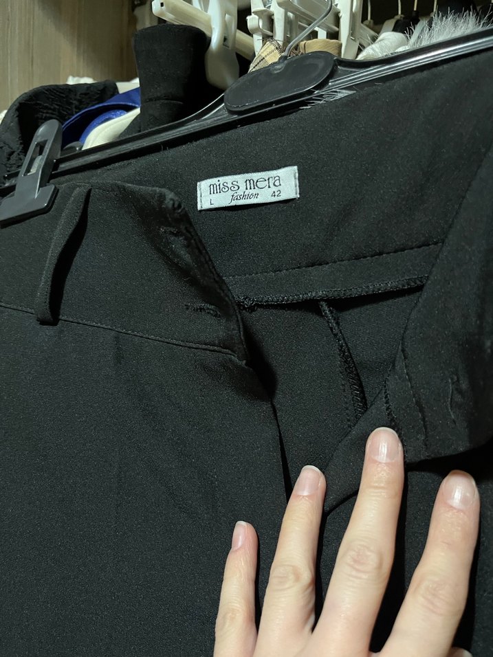 Siyah Midi Kumaş Kadın Pantolon - Görsel 2