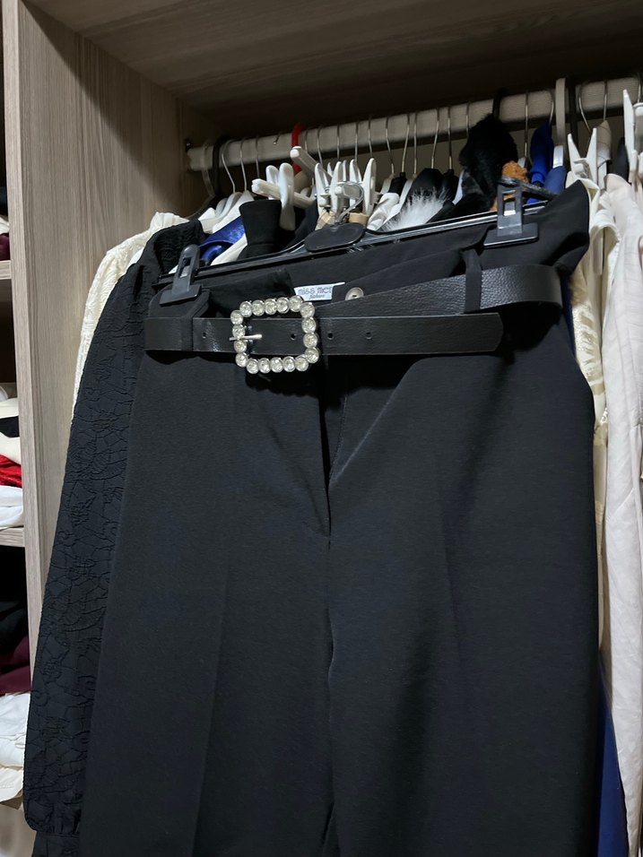 Siyah Midi Kumaş Kadın Pantolon - Görsel 4