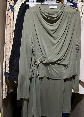 Mint yeşili şık etekli takım - Görsel 4