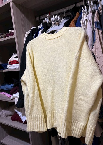 Sarı Kadın Örgü Yün Kazak - Görsel 3