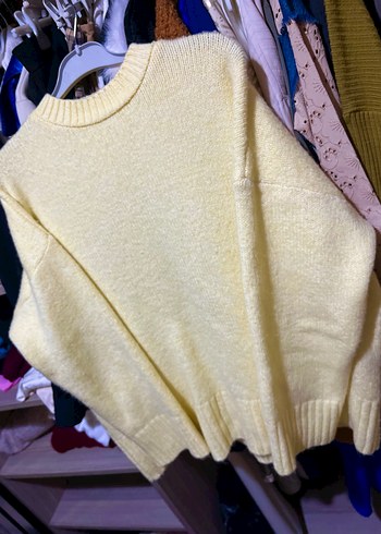 Sarı Kadın Örgü Yün Kazak - Görsel 2