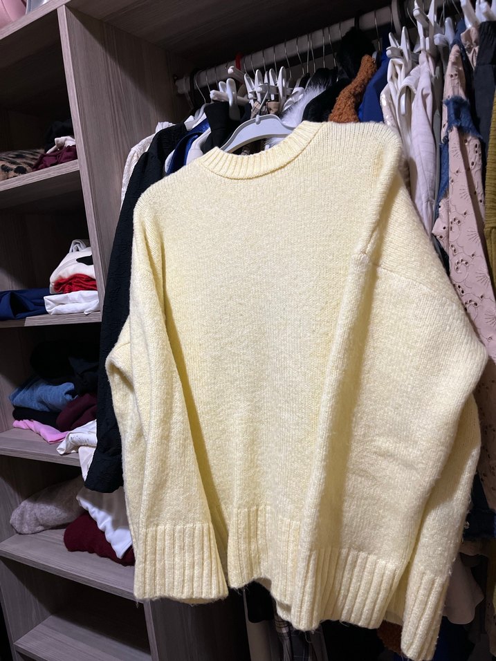 Sarı Kadın Örgü Yün Kazak - Görsel 3