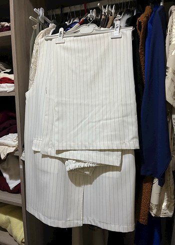 Çizgili Beyaz Kemerli Kadın Yelek - Görsel 6