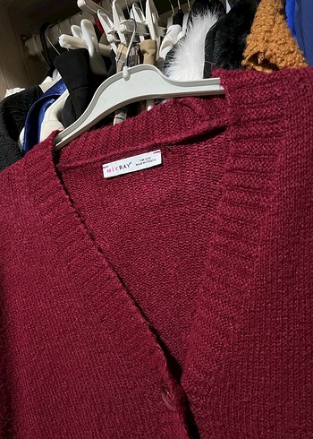 Bordo Örgü Salaş Kadın Hırka - Görsel 3