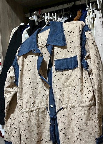 Mavi Detaylı Nakışlı Bohem Kadın Ceket - Görsel 2