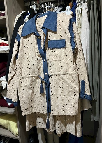 Mavi Detaylı Nakışlı Bohem Kadın Ceket - Görsel 8