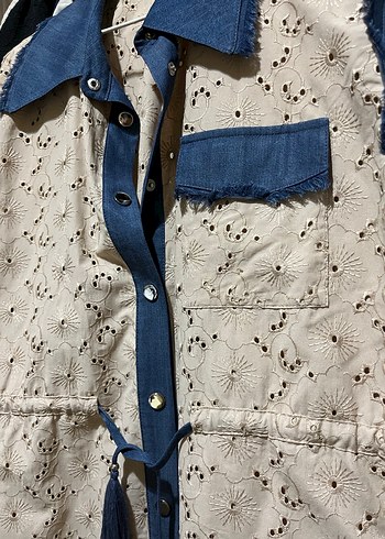 Mavi Detaylı Nakışlı Bohem Kadın Ceket - Görsel 7