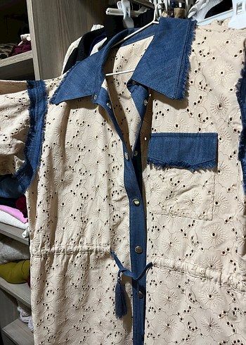 Mavi Detaylı Nakışlı Bohem Kadın Ceket - Görsel 3