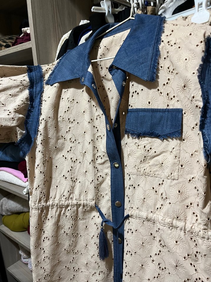 Mavi Detaylı Nakışlı Bohem Kadın Ceket - Görsel 3