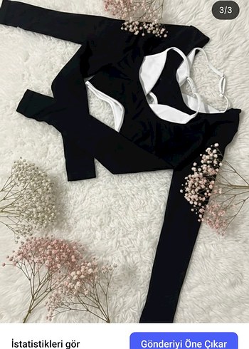 Siyah Kısa Kesim Fitted Sweatshirt - Görsel 3