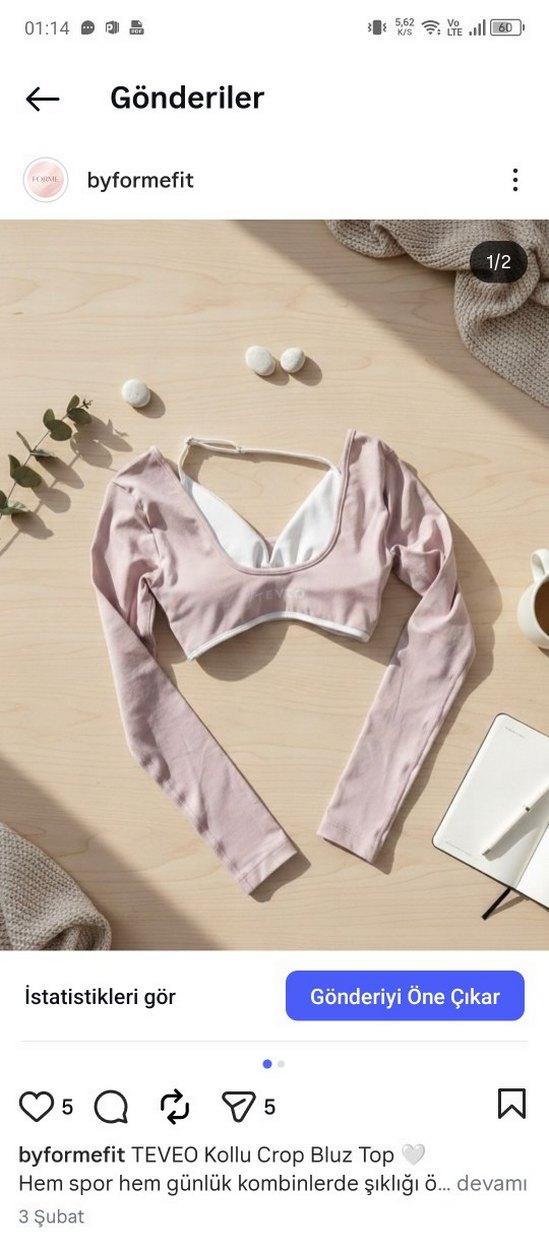 V Yaka Uzun Kollu Crop Bluz - Görsel 2