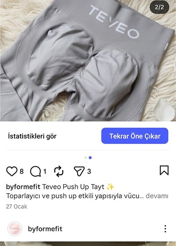 Byformefit Teveo Push Up Gri Kadın Tayt - Görsel 2