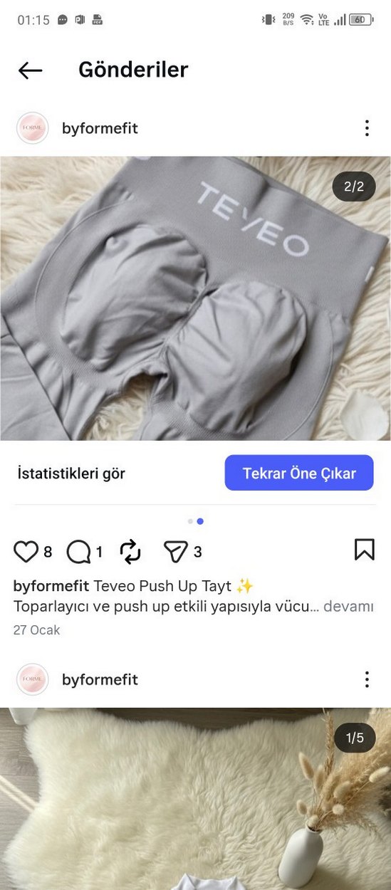 Byformefit Teveo Push Up Gri Kadın Tayt - Görsel 2