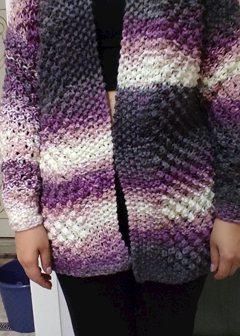 Bohem Tarzı Mor Örgü Kız Hırka - Görsel 2