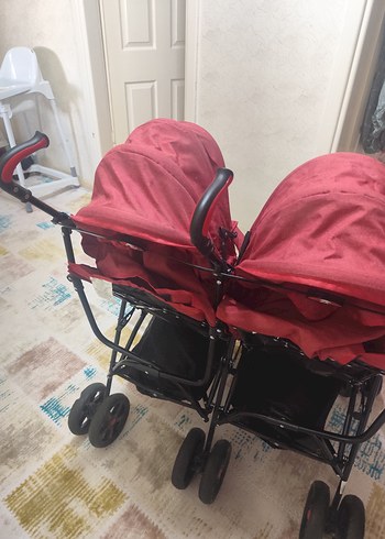 Kırmızı Çift Bebek Arabası Babyhope - Görsel 7