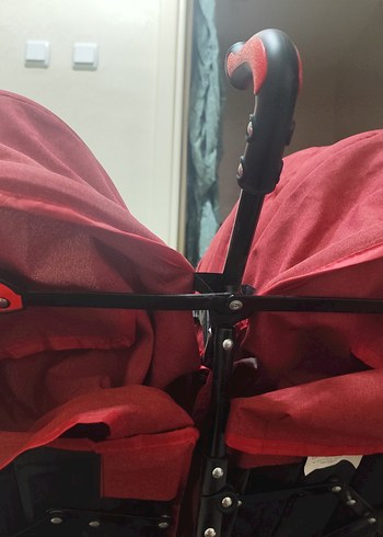 Kırmızı Çift Bebek Arabası Babyhope - Görsel 11