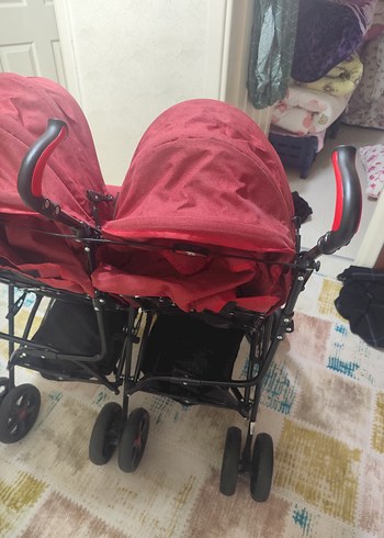Kırmızı Çift Bebek Arabası Babyhope - Görsel 8