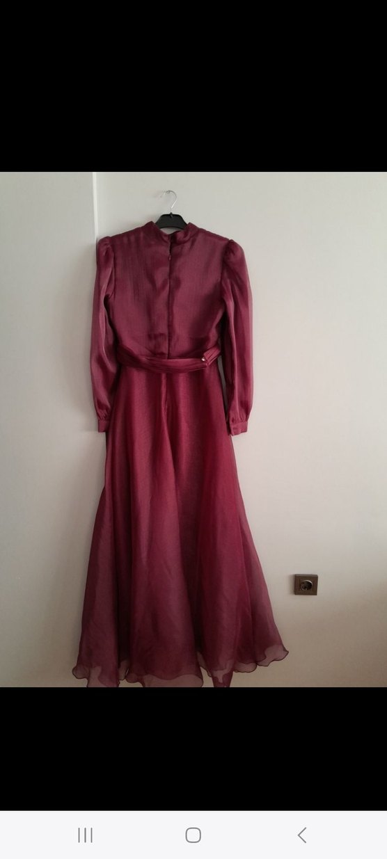 Mor Pilili Uzun Kollu Kadın Elbise - Görsel 2