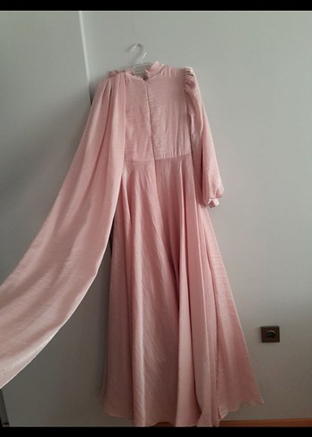 Pembe Drapeli Uzun Abiye Elbise - Görsel 3