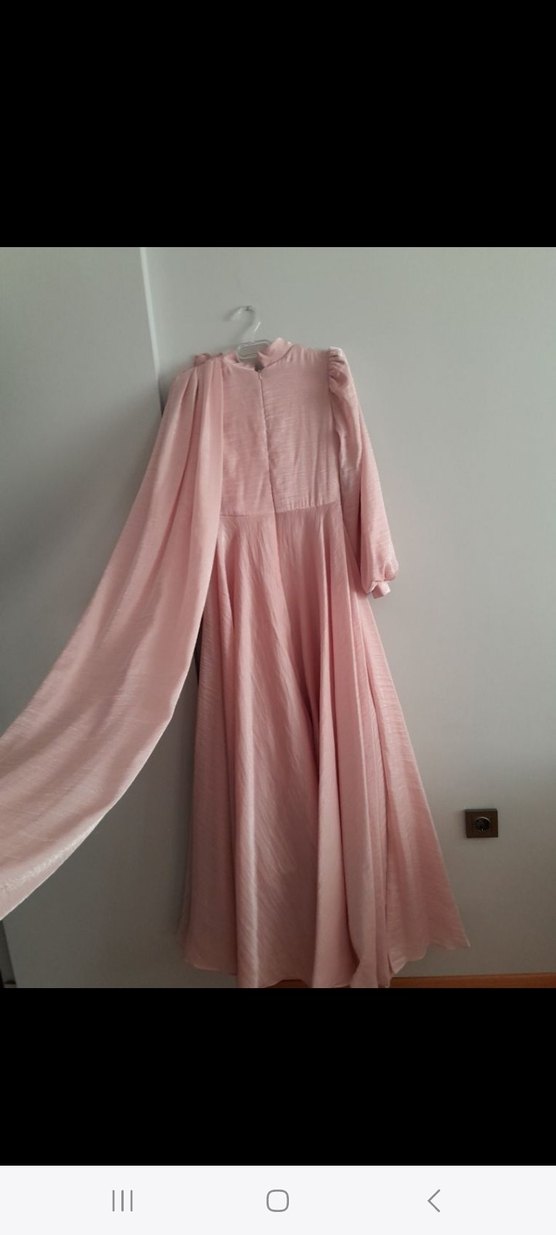 Pembe Drapeli Uzun Abiye Elbise - Görsel 3