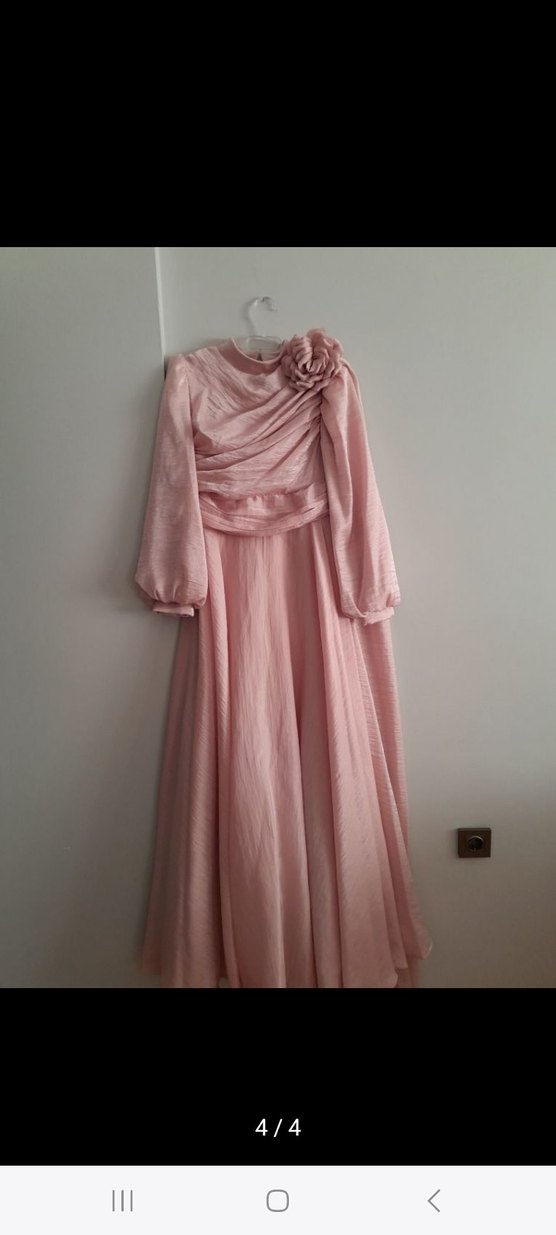 Pembe Drapeli Uzun Abiye Elbise - Görsel 2