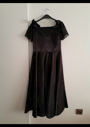 Siyah Midi V Yaka Gotik Abiye Elbise - Görsel 3