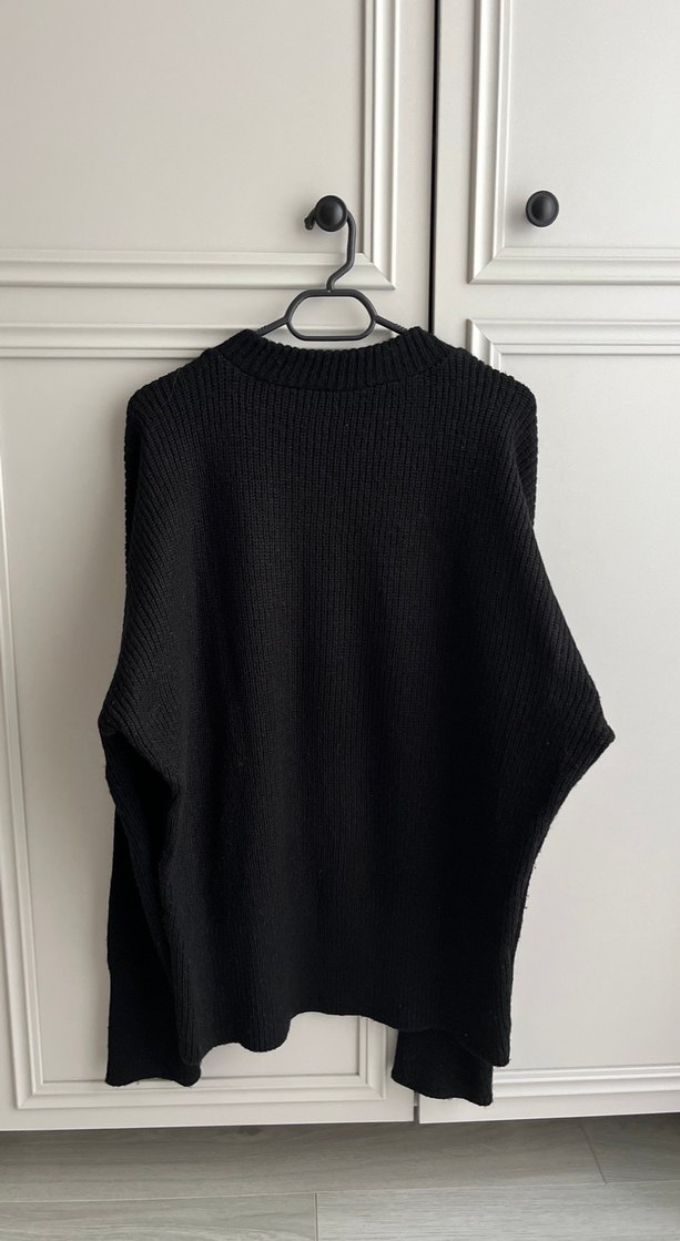 Siyah Örgü Yün Kadın Kazak - Görsel 3