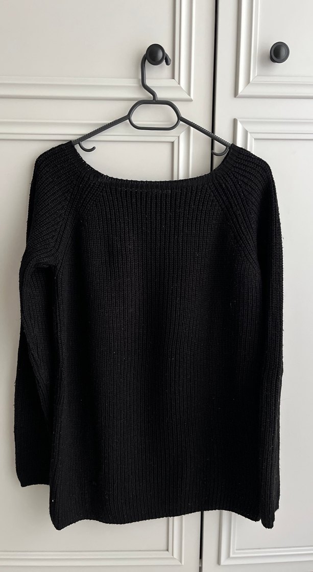 Siyah Örgü Kadın Kazak - Görsel 2