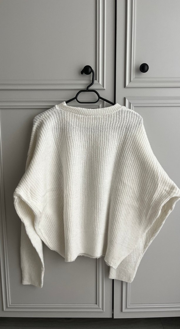 Kadın Beyaz Örgü Basic Kazak - Görsel 2