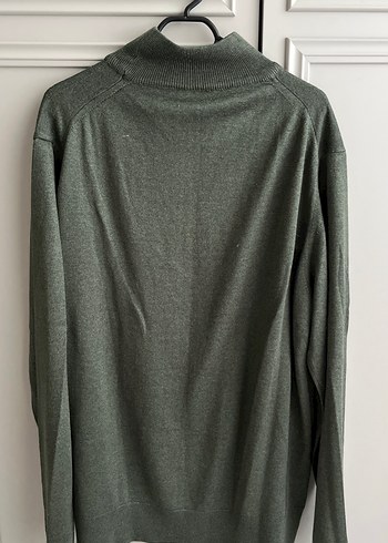 Haki yeşili Boğazlı Kadın Erkek Triko - Görsel 2