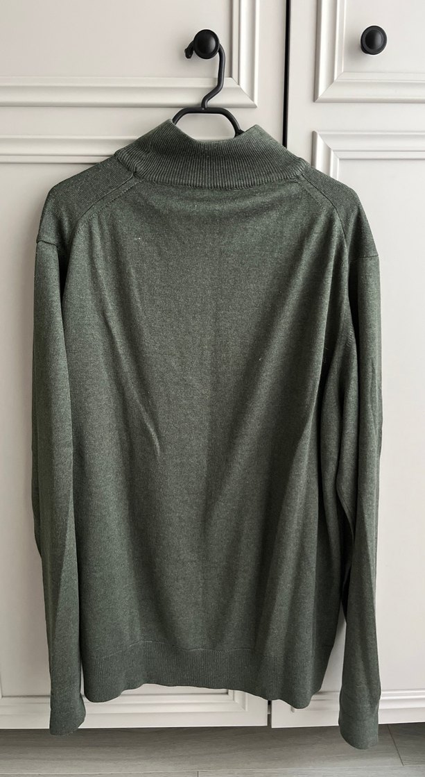 Haki yeşili Boğazlı Kadın Erkek Triko - Görsel 2